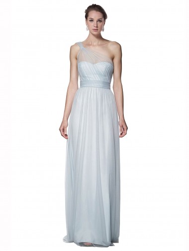 One Shoulder Illusion Tulle Bridesmaid Dress with Knot Detail Glasgow
