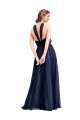 Floor Length Long Halter Pleated Tulle Bridesmaid Dress