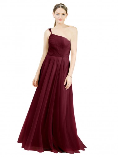 One Shoulder Floor Length Long Tulle Bridesmaid Dress Glasgow