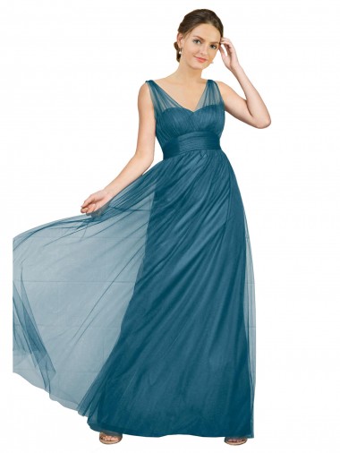 Long V-Neck Soft Tulle Bridesmaid Dress Glasgow