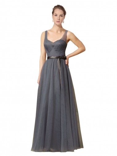 Sweetheart Long Tulle Bridesmaid Dress with Sash Glasgow