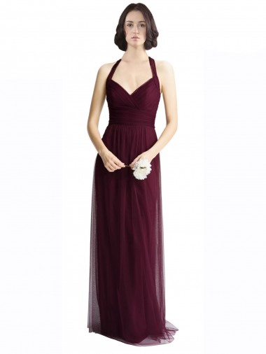 Long Tulle Bridesmaid Dress with Criss-Cross Bodice and Self Straps Glasgow