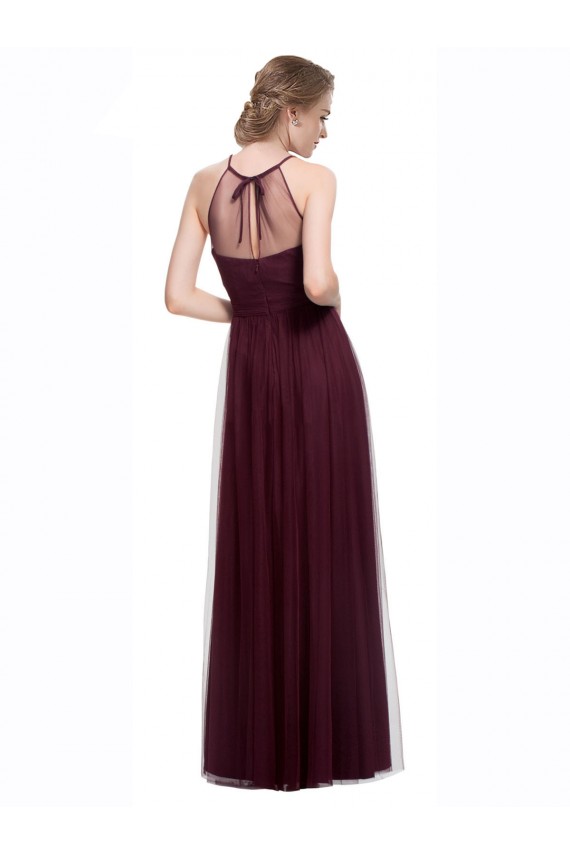 Full Length Soft Tulle Spaghetti Strap Bridesmaid Dress