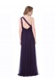 One Shoulder Long Tulle Bridesmaid Gown with Sheer Netting Strap