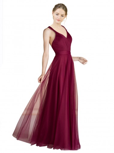 Long Sweetheart Tulle Bridesmaid Dress with Straps and Criss Cross Back Glasgow