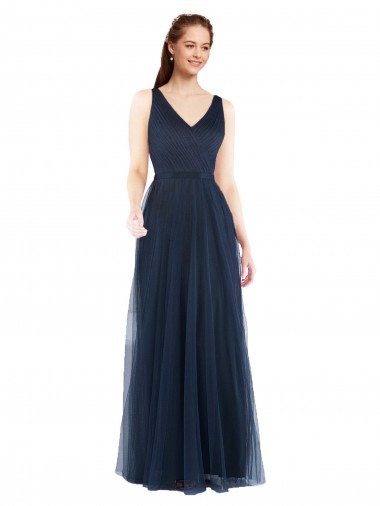 V-Neck Soft and Simple Tulle Bridesmaid Dress Glasgow