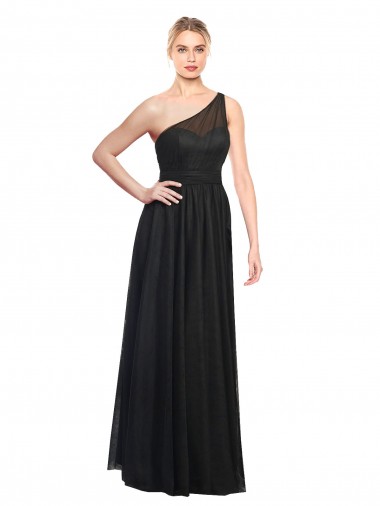 Ruched One Shoulder Tulle A-Line Bridesmaid Dress Glasgow