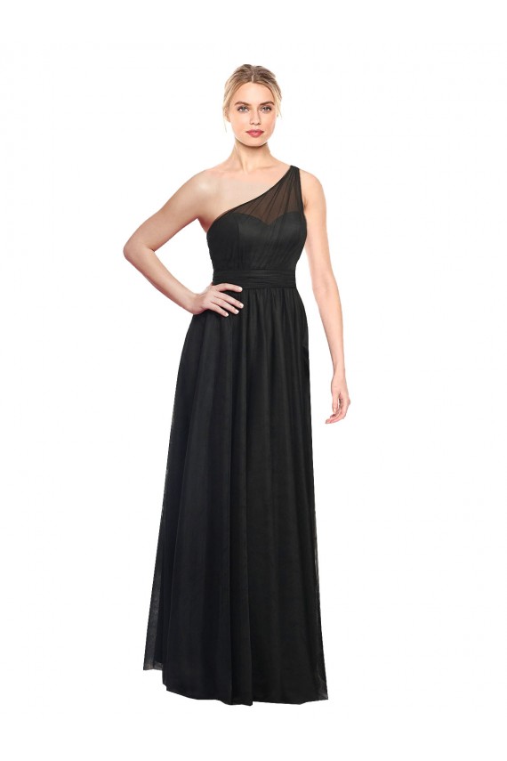 Ruched One Shoulder Tulle A-Line Bridesmaid Dress