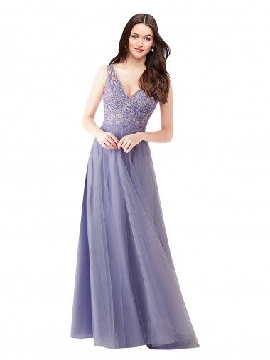 Sweetheart Tulle Bridesmaid Dress with Fully Embroidered V-Neck Bodice Glasgow
