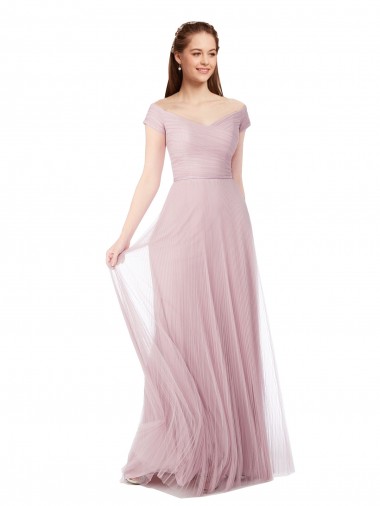 Off the Shoulder Long A-Line Tulle Bridesmaid Dress Glasgow