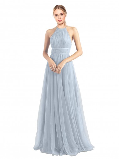 Halter Neckline Slim A-Line Tulle Bridesmaid Dress Glasgow