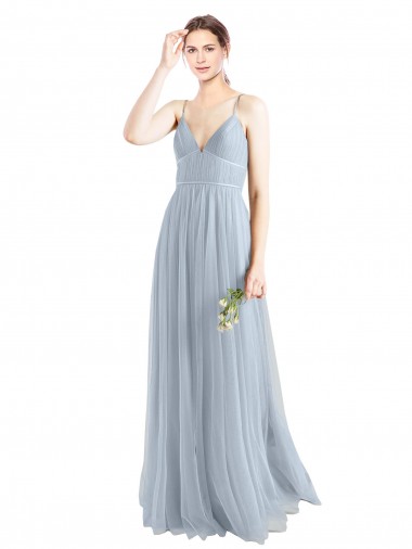 Spaghetti Straps V-Neck Slim A-Line Tulle Bridesmaid Dress Glasgow