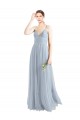 Spaghetti Straps V-Neck Slim A-Line Tulle Bridesmaid Dress