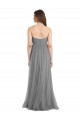 Shirred Strapless Bodice Long Tulle Bridesmaid Dress with Sweetheart Neckline