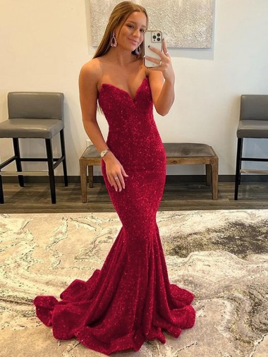 Sweetheart Sleeveless Long Sweep Train Velvet Sequin Prom Dress Glasgow