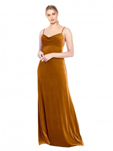 Long Velvet Cowl Neck Slip Bridesmaid Dress / Prom Dress Glasgow