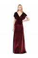 Flutter Sleeves Open Back Long Velvet Bridesmaid Dress / Prom Dress