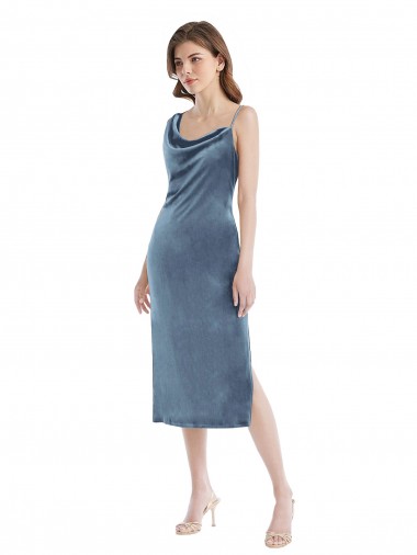 Midi Length Asymmetrical One Shoulder Velvet Slip Bridesmaid Dress / Prom Dress Glasgow
