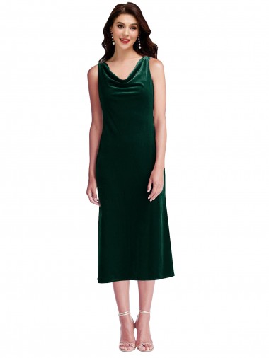 Cowl Neck Velvet Midi Cocktail Length Bridesmaid Dress / Prom Dress Glasgow