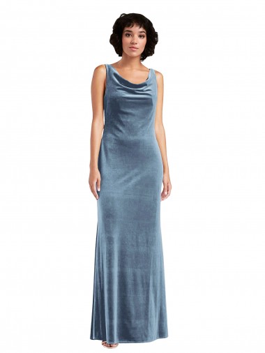 Floor Length Cowl Neck Long Stretch Velvet Maxi Bridesmaid Dress / Prom Dress Glasgow