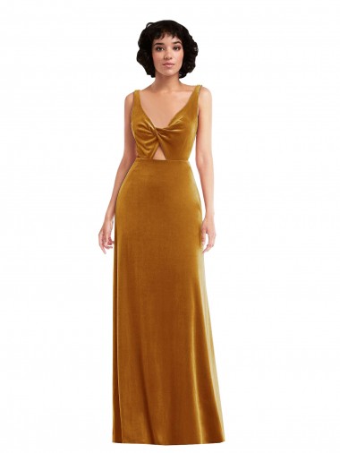 Twist Front Cutout Velvet Maxi Bridesmaid Dress / Prom Dress with Pockets Glasgow