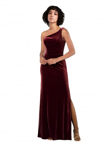 Formal One Shoulder Floor-Length Velvet Bridesmaid Dress / Prom Dress Glasgow