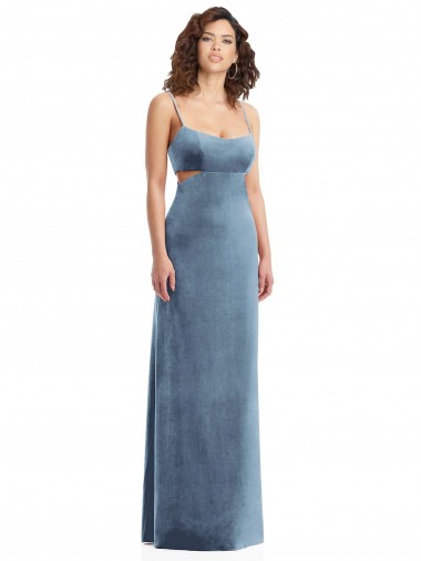 Spaghetti Strap Long Full Length Formal Velvet Maxi Bridesmaid Dress / Prom Dress Glasgow