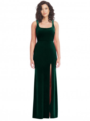 Square Neck Long Velvet Maxi Bridesmaid Dress / Prom Dress Glasgow
