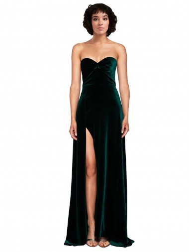 Sweetheart Fluid Velvet Bridesmaid Dress / Prom Dress with High Split Glasgow